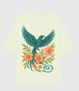 Wings of Bloom – Embroidered Oversized T-shirt